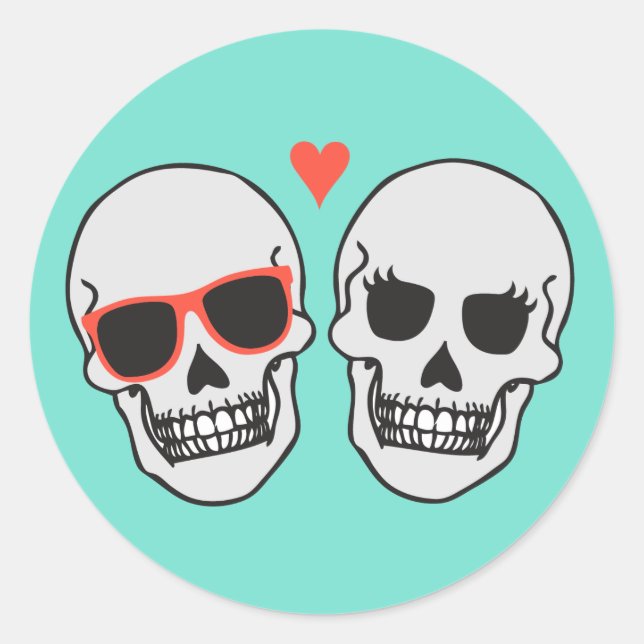 Sello para sobres de Skeleton Boda (Turquesa) (Anverso)