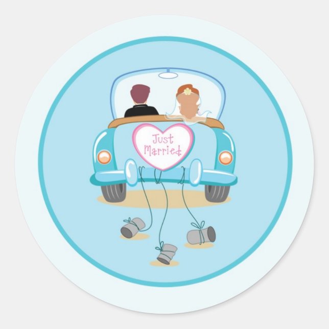 Sello para sobres del Boda clásico de coches recié (Anverso)