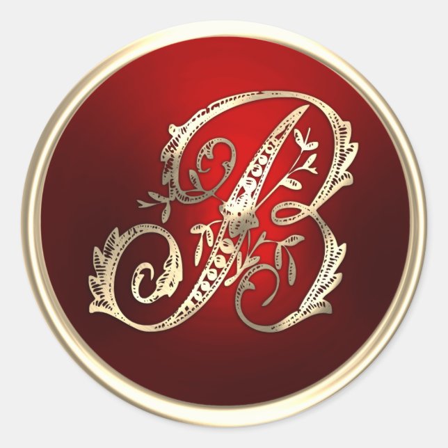 Sello para sobres del Monograma B Oro y Rojo (Anverso)
