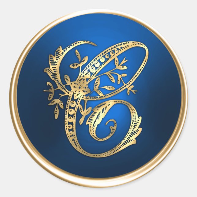Sello para sobres del Monograma C Dorado y Azul (Anverso)
