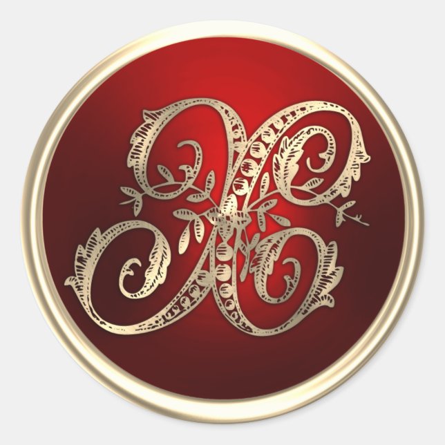 Sello para sobres del Monograma X dorado y rojo (Anverso)