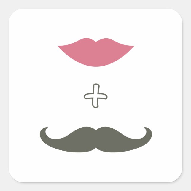 Sello para sobres elegante de bigote y labios (Anverso)