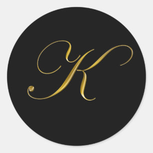 Sello para sobres elegante Monograma K de oro