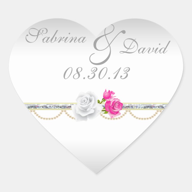 Sello para sobres elegante plateado y rosa rosa (Anverso)