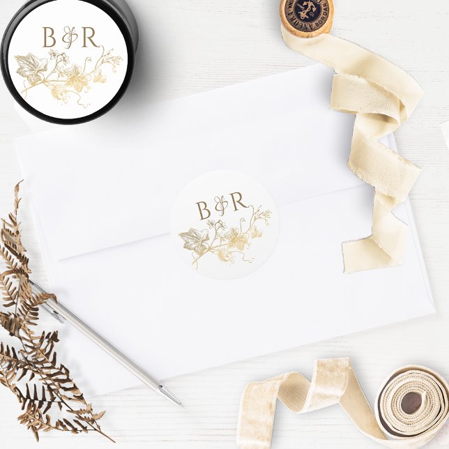 Sello para sobres/Favor de Boda floral blanco y do (Subido por el creador)
