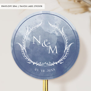 Sello para sobres/Favor de Monograma de color azul