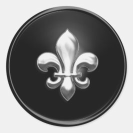 Sello para sobres Fleur de Lis negro y plateado