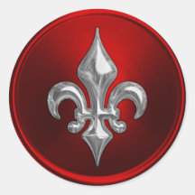 Sello para sobres Fleur de Lis rojo y plateado
