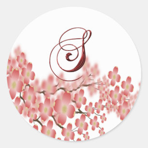 Sello para sobres Flor Dogwood S Monograma Boda