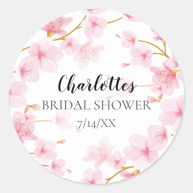 Sello para sobres Floral Bridal Shower Cherry Blos (Anverso)