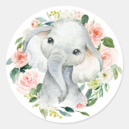 Sello para sobres floral Cute Baby Girl Elephant