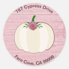 Sello para sobres floral de calabaza blanca rosada