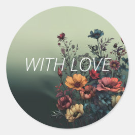 sello para sobres floral elegante y Verde azulado