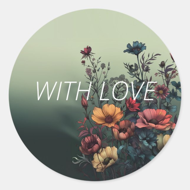 sello para sobres floral elegante y Verde azulado (Anverso)