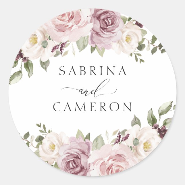 Sello para sobres Floral Mauve Rubor Elegant Weddi (Anverso)