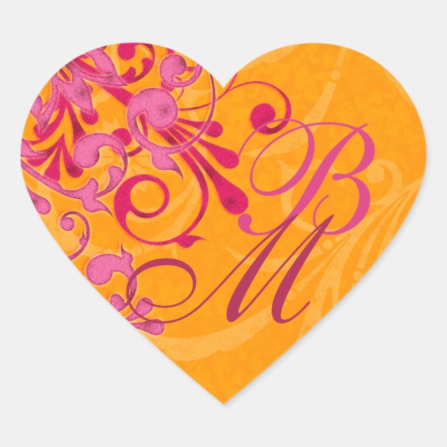 Sello para sobres floral rosa y Naranja Resumen (Anverso)