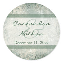 Sello para sobres floral verde e marfil