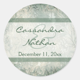 Sello para sobres floral verde e marfil