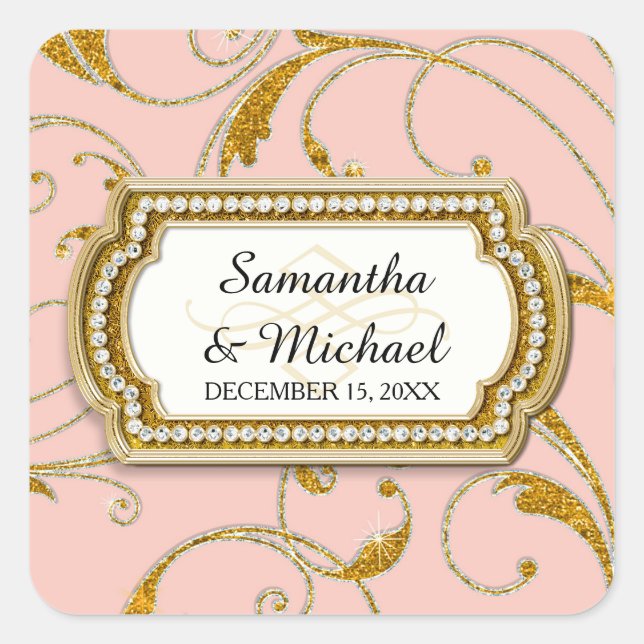 Sello para sobres Glam Old Hollywood Regency Black