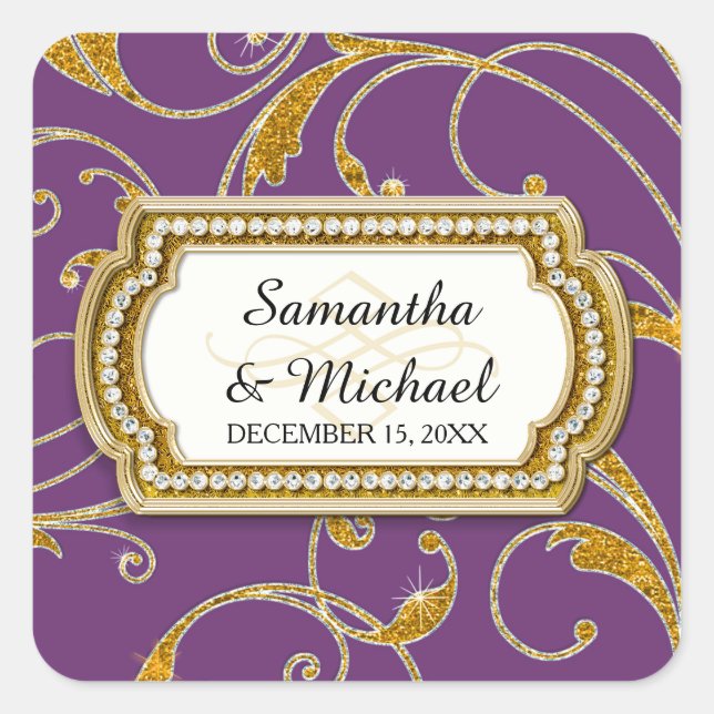 Sello para sobres Glam Old Hollywood Regency Black (Anverso)