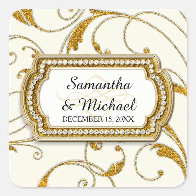 Sello para sobres Glam Old Hollywood Regency Black (Anverso)