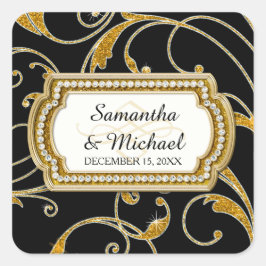 Sello para sobres Glam Old Hollywood Regency Black