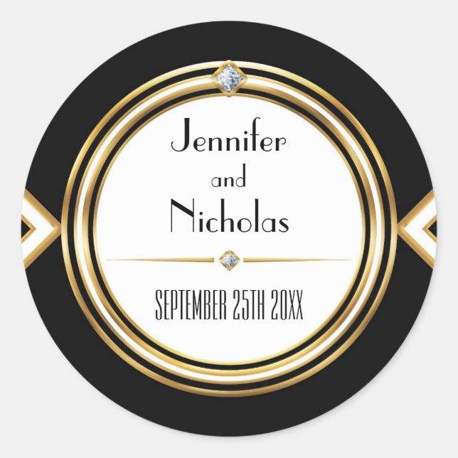 Sello para sobres Glamourous ArtDeco Geométrico Bo (Anverso)