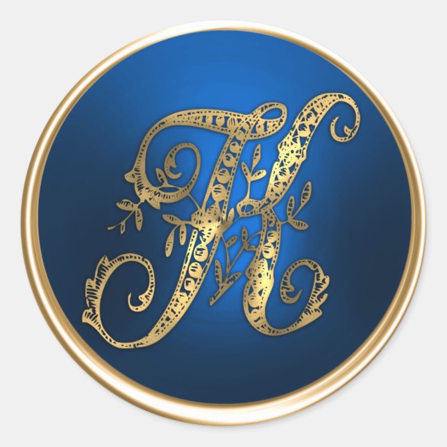Sello para sobres Gold y Blue Monogram K (Anverso)