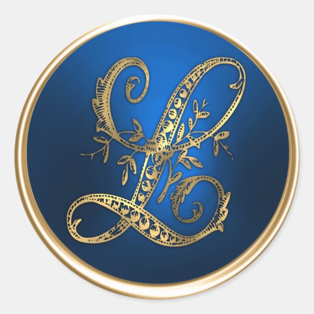Sello para sobres Gold y Blue Monogram L (Anverso)