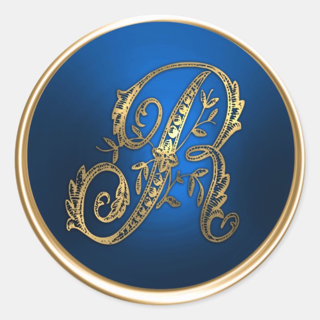 Sello para sobres Gold y Blue Monogram R (Anverso)