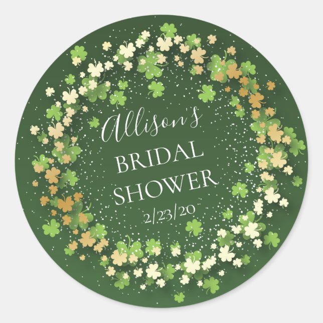 Sello para sobres Golden Shamrock Bridal Shower (Anverso)