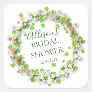 Sello para sobres Golden Shamrock Bridal Shower