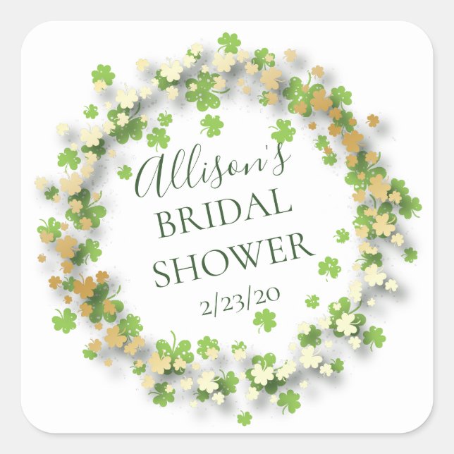 Sello para sobres Golden Shamrock Bridal Shower (Anverso)