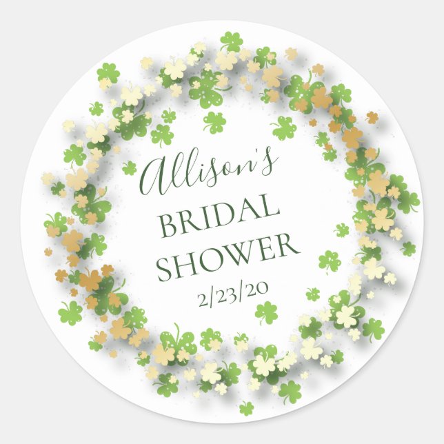 Sello para sobres Golden Shamrock Bridal Shower (Anverso)