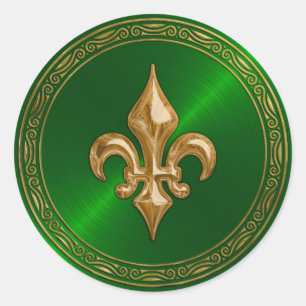 Sello para sobres Green Sheen y Gold Fleur de Lis
