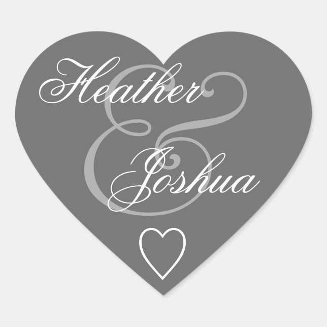 Sello para sobres gris Boda Corazón V14 (Anverso)