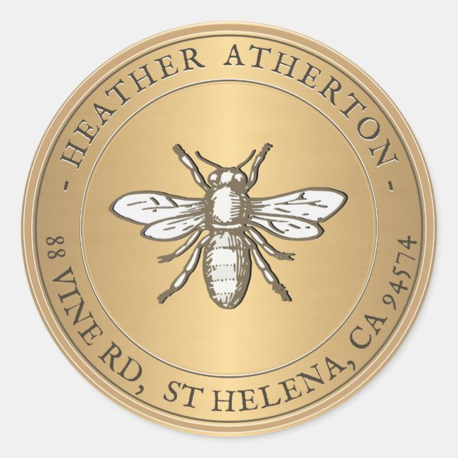 Sello para sobres Heraldic Bee Metallic Gold (Anverso)