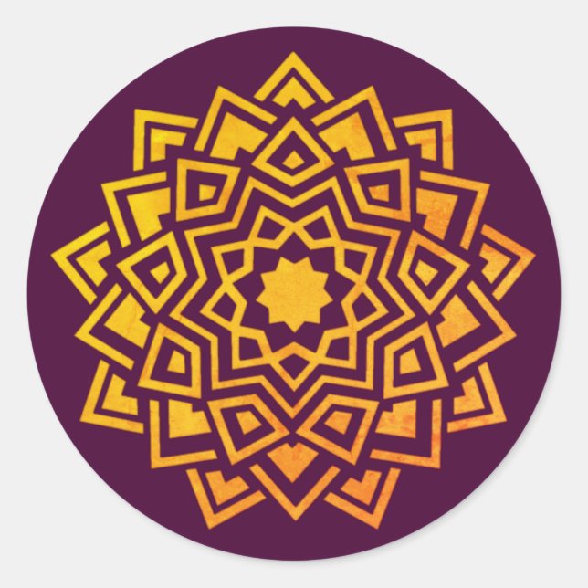 Sello para sobres indio moderno Plum Gold Mandala (Anverso)