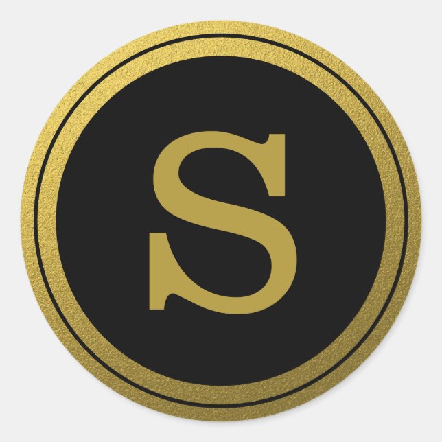 Sello para sobres Inicial Del Monograma Negro Y Or (Anverso)