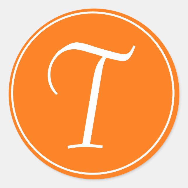 Sello para sobres inicial monogramado naranja (Anverso)