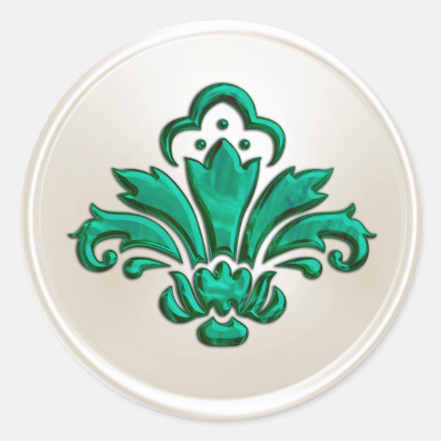 Sello para sobres Ivory and Lime Fleur de Lis (Anverso)