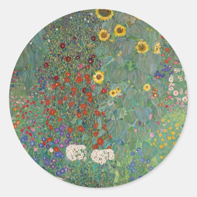 SELLO PARA SOBRES : KLIMT : JARDÍN CON FLORES (Anverso)