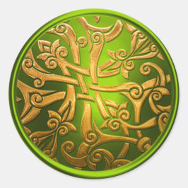 Sello para sobres Lime Green Gold Celtic Damask