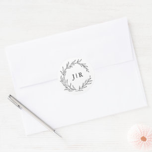 Sello para sobres minimalista de Boda blanco y neg
