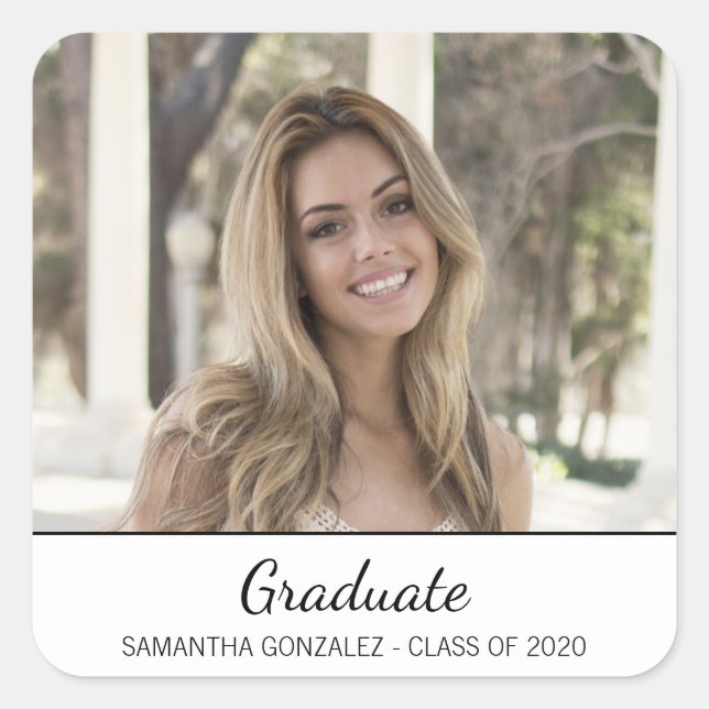 Sello para sobres moderno de graduación de fotos e (Anverso)