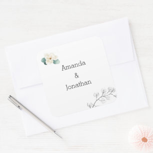 Sello para sobres moderno de Magnolia blanca Boda