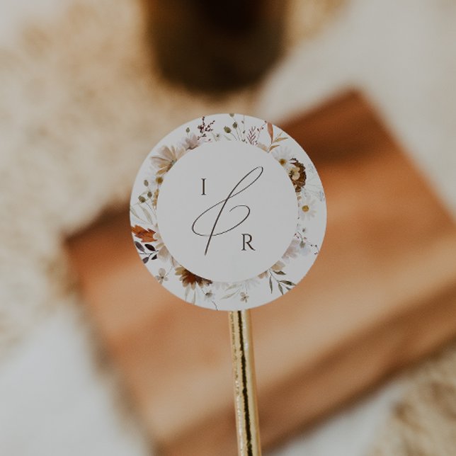 Sello para sobres monograma Beige de flor silvestr (Subido por el creador)