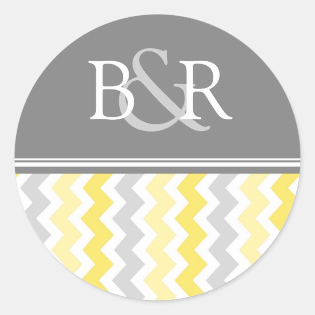 Sello para sobres Monograma de Chevrons Gris Lemon (Anverso)