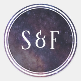 Sello para sobres monograma de galaxia universal e