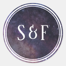 Sello para sobres monograma de galaxia universal e